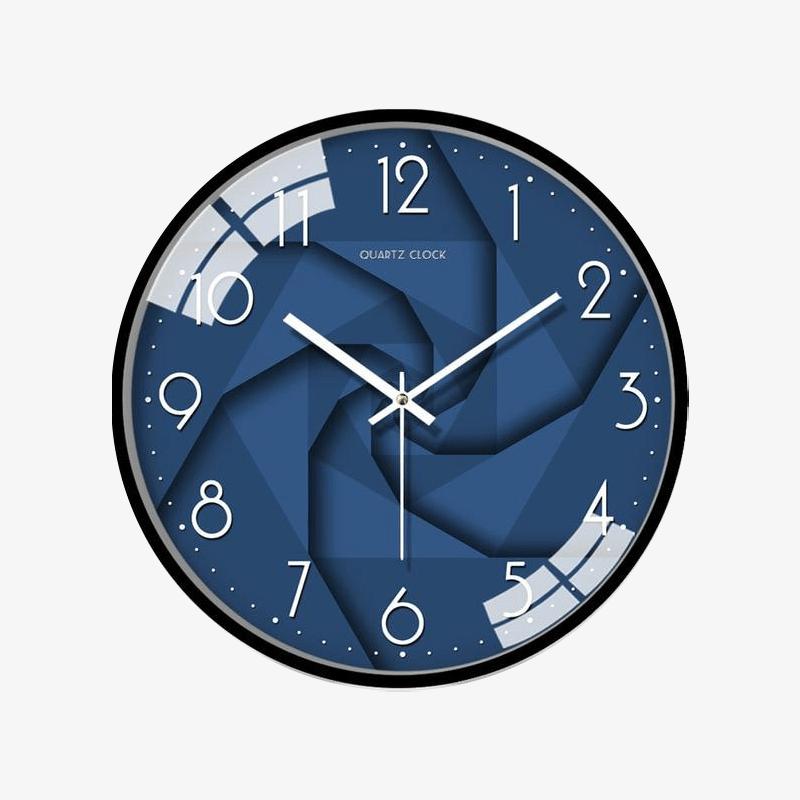 Reloj de pared redondo de estilo geométrico azul Silla A