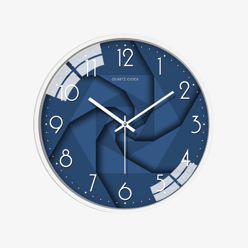Reloj de pared redondo de estilo geométrico azul Silla B