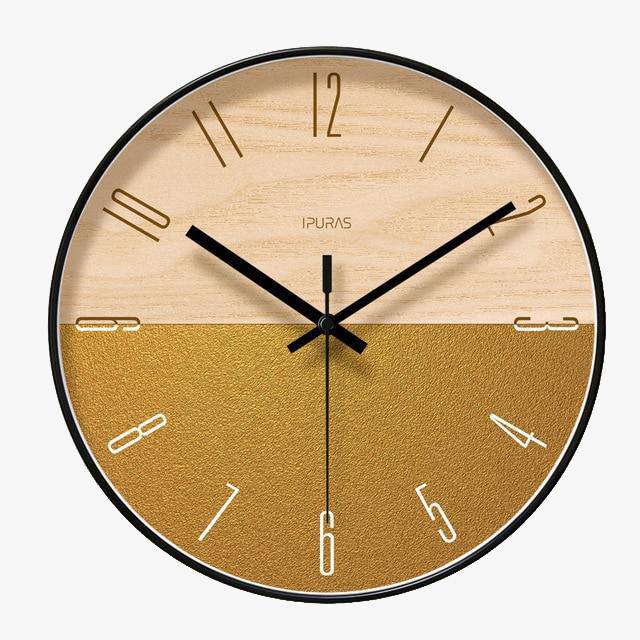 Horloge murale ronde avec chiffres dorés Silo