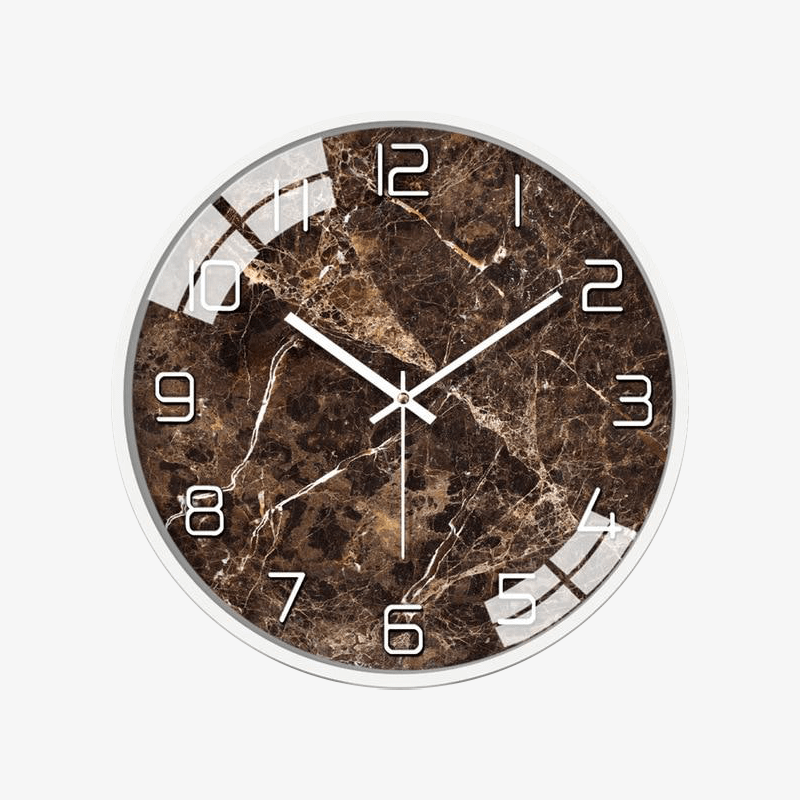 Horloge murale ronde en marbre marron style Reloj
