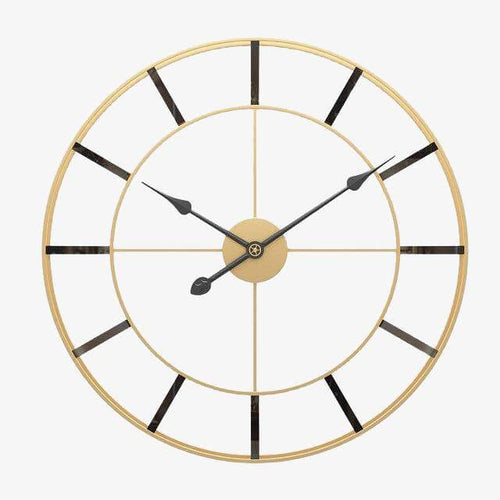 Horloge murale ronde en métal doré 50cm Nordic