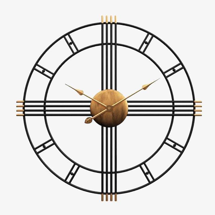 Horloge murale ronde en métal industriel 50cm Restaurant