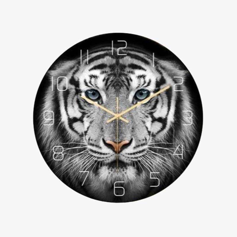Horloge murale ronde imprimé Tigre style Savane