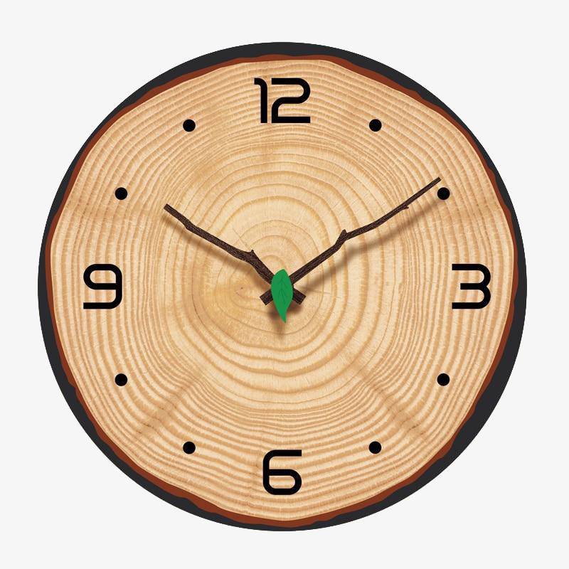 Horloge murale ronde style tronc d'arbre coupé en bois 30cm Open