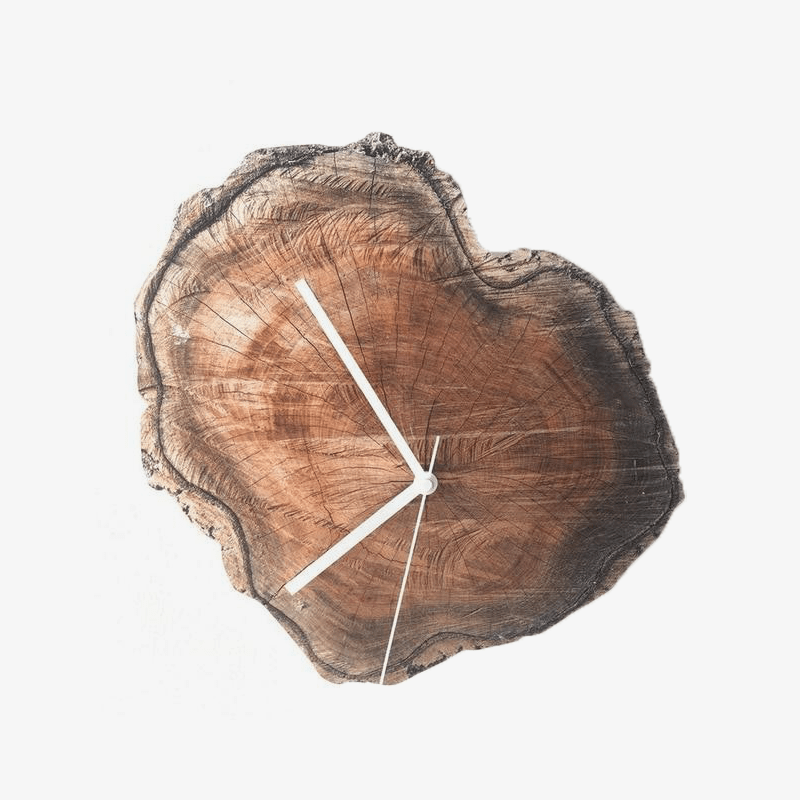 Scandinavian tree trunk wall clock in dark wood 28cm Hours