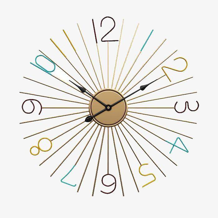 Horloge ronde design en métal et chiffres colorés 50cm