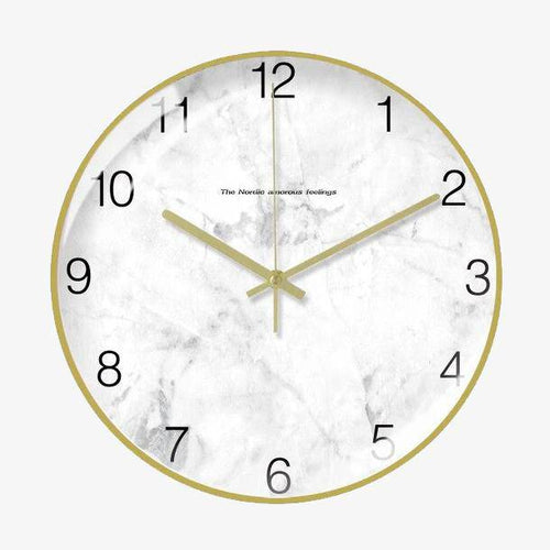 Horloge ronde style marbre blanc en métal 30cm Creative