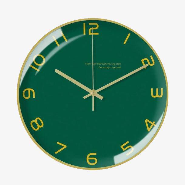 Fir Tree Green Round Metal Clock 30cm Creative