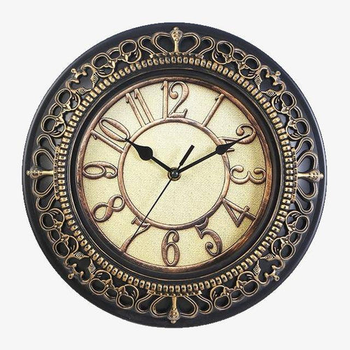 Horloge vintage en métal 25cm Antique - vue 2 sur 8
