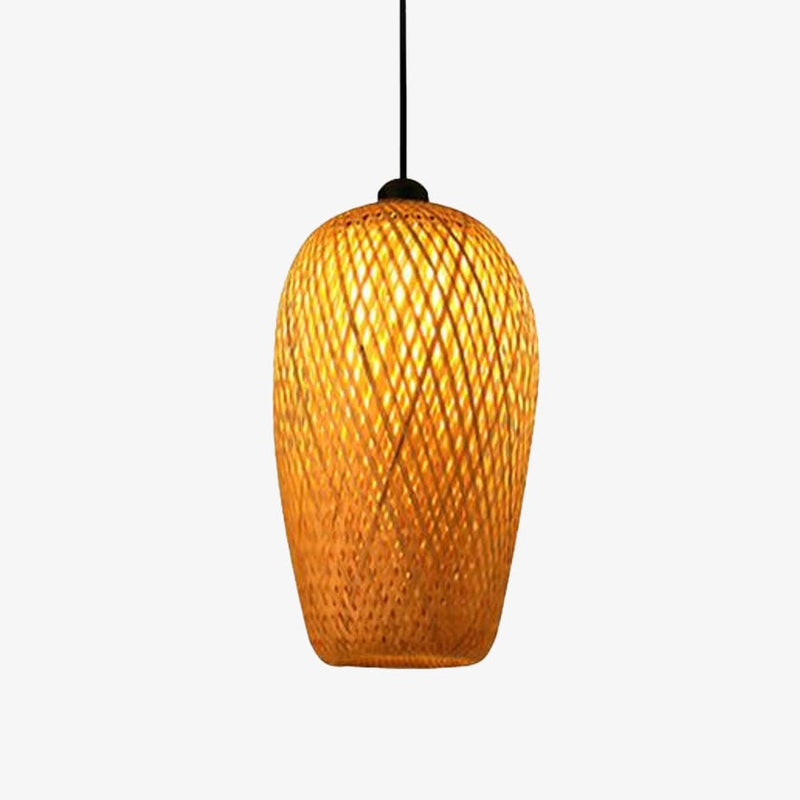 pendant light LED rattan with different rounded shapes Bamboo