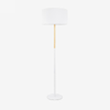 Floor lamp with lampshade fabric and wooden base