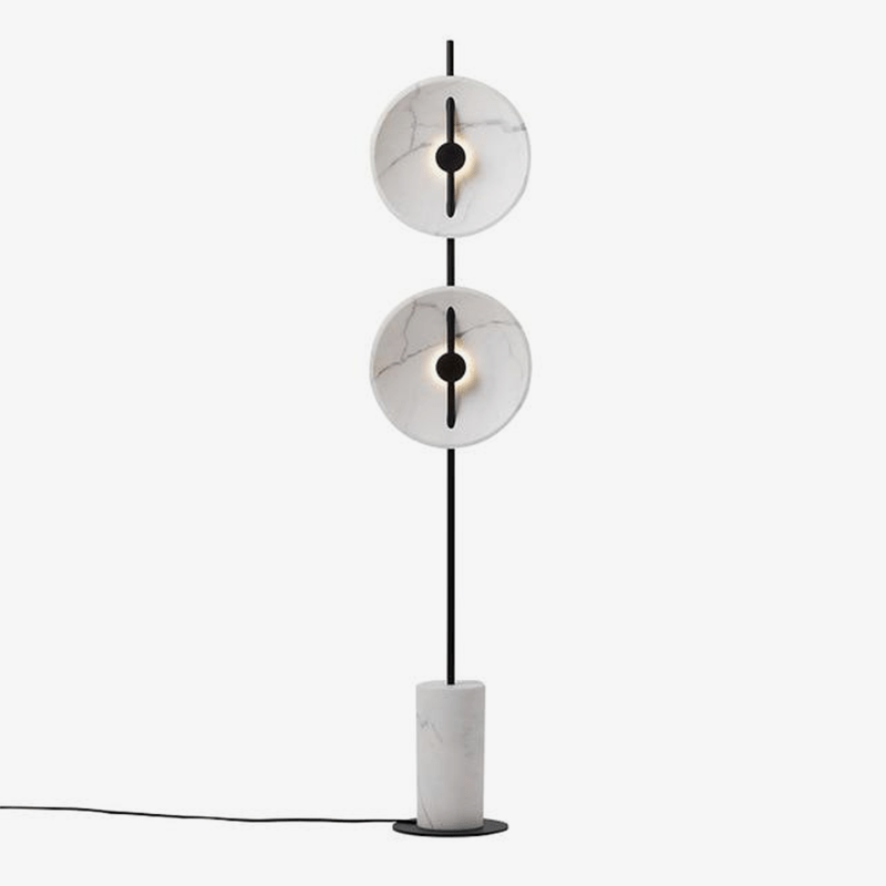 Floor lamp LED design with Tripot marble rounds and base