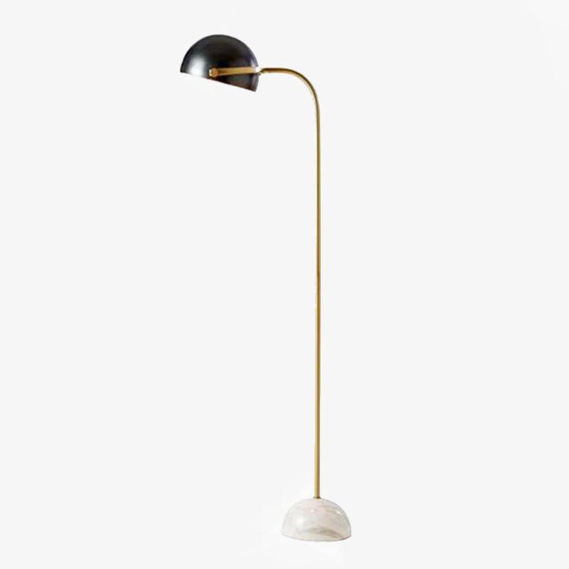 Lámpara de pie design oro con pantalla de bola negra y base de mármol