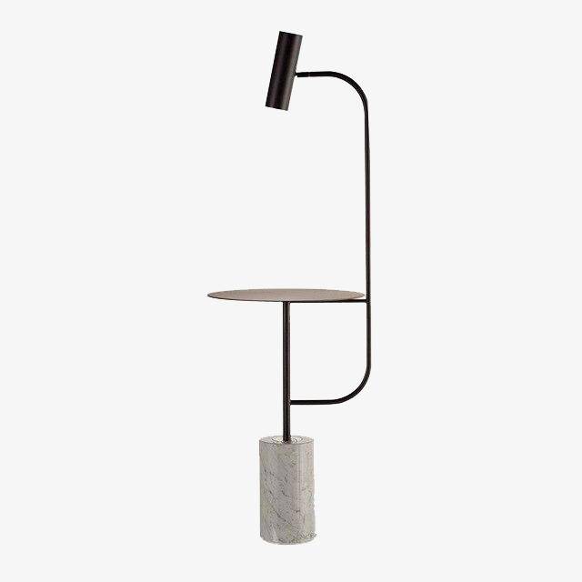 Lampadaire design doré avec table et base en marbre Phube - vue 2 sur 7