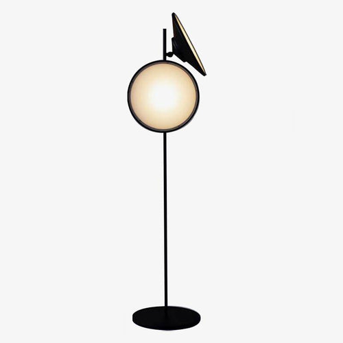 Lampadaire design LED en métal noir avec grand cercle lumineux Nordic