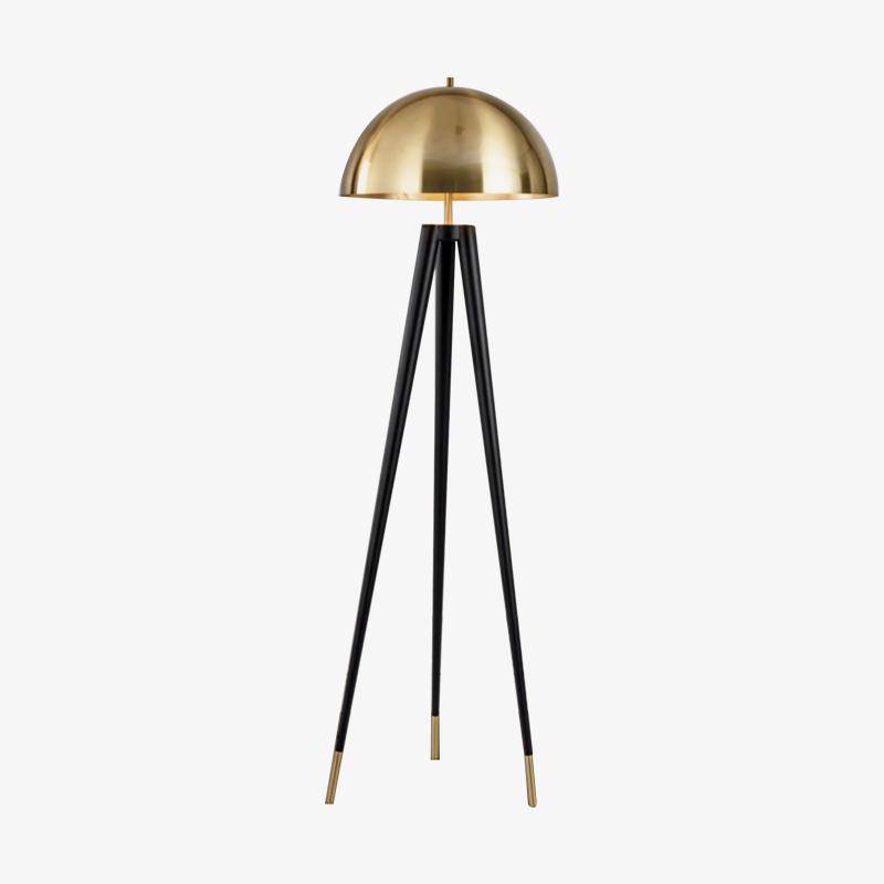 Floor lamp design LED tripod black with lampshade gold Mushroom