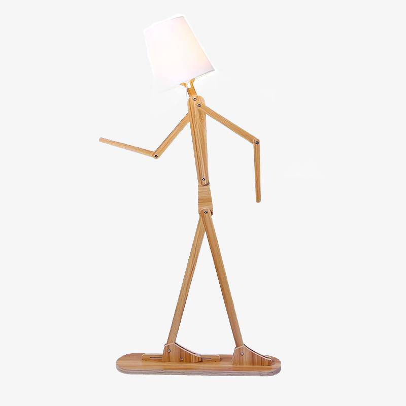 Lampadaire en bois en forme de bonhomme style japonais