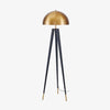 Lampadaire design triple pied et abat-jour sphérique en métal doré Luxe