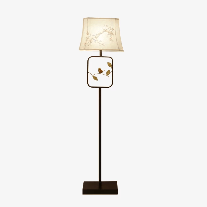 Floor lamp LED with lampshade in European fabric