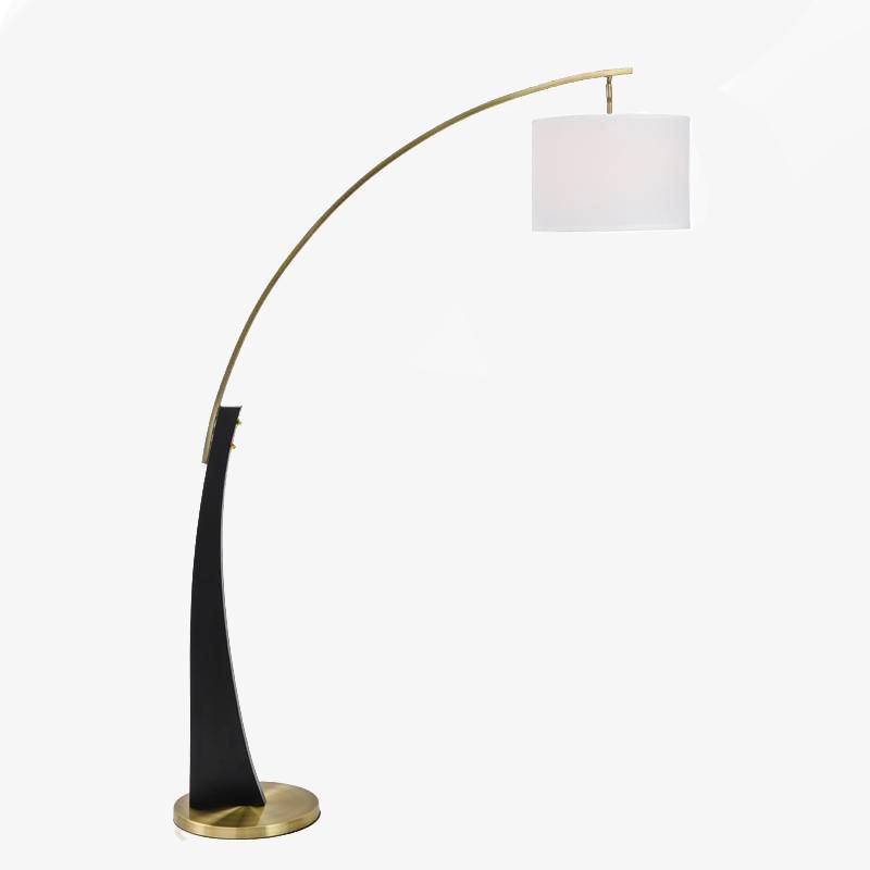Lampadaire LED design doré arrondi et abat-jour Foyer