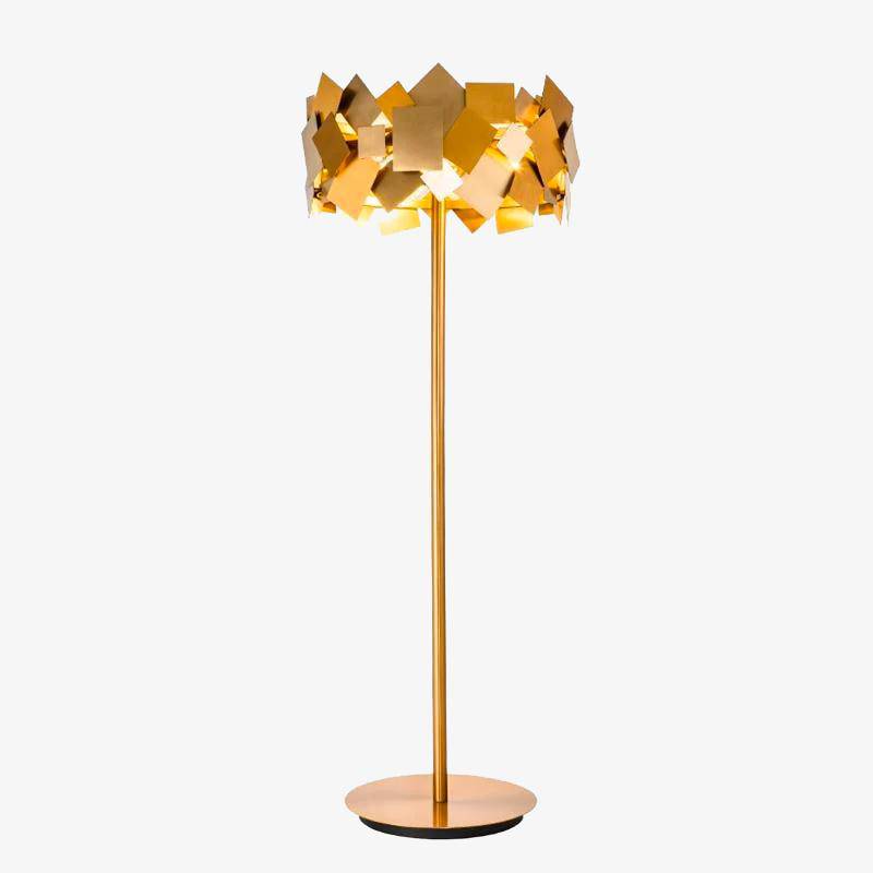 Lampadaire LED design luxe avec carrés dorés Decoration