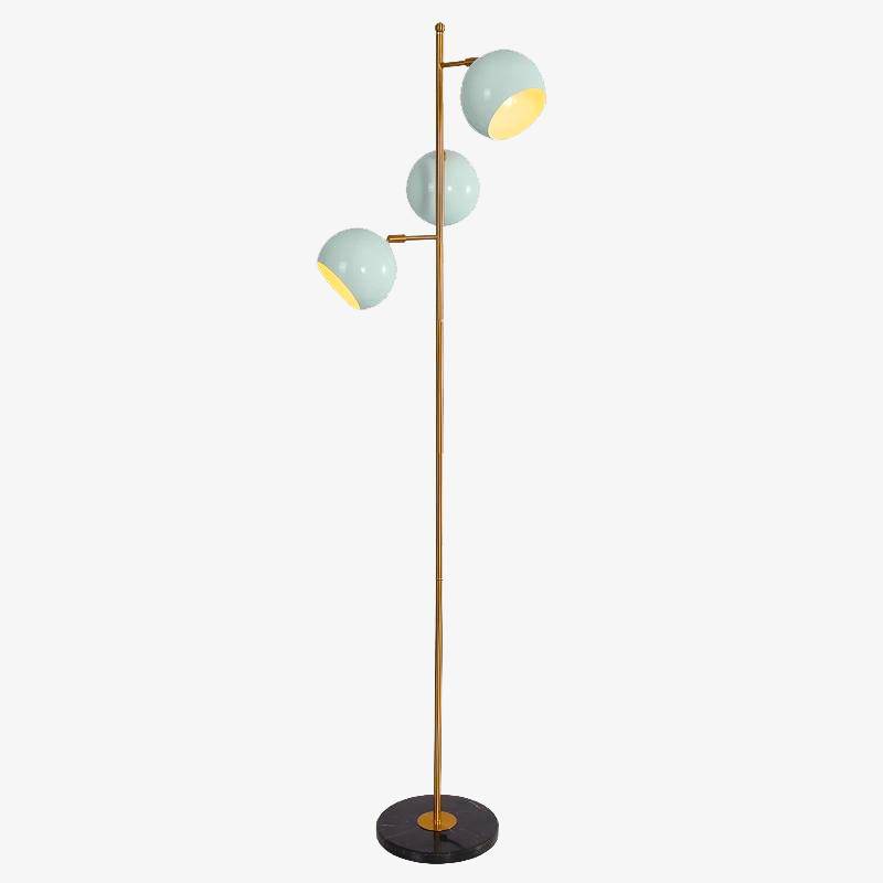 Floor lamp LED gold with three turquoise lights
