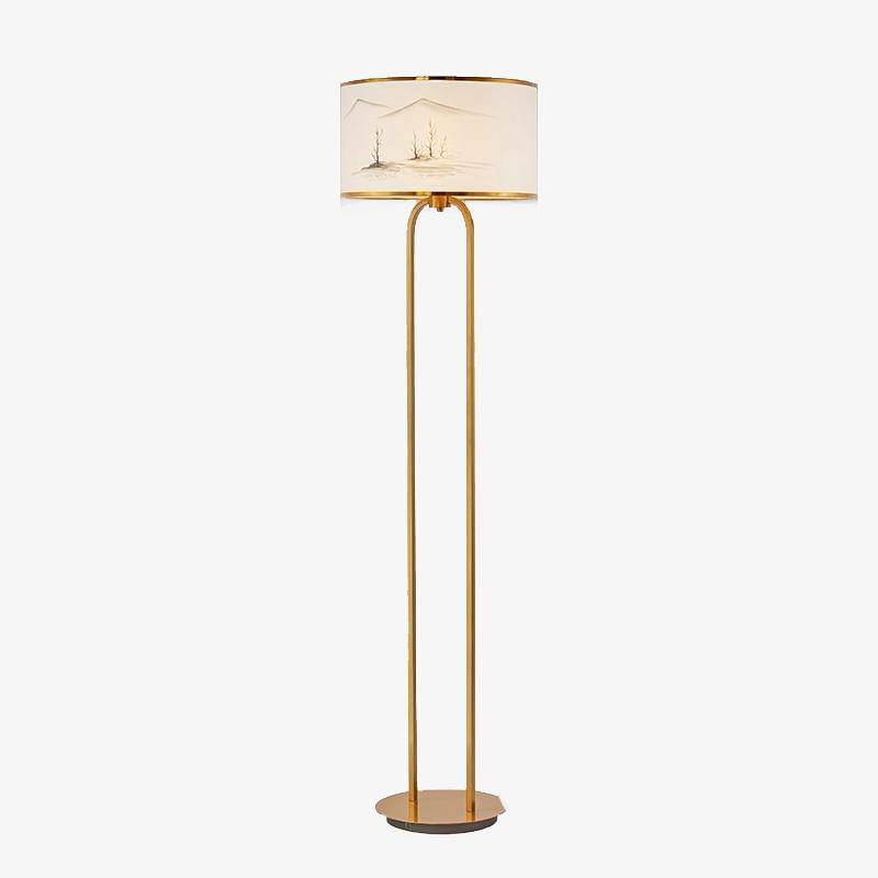 Floor lamp modern gold with lampshade designed Japanese