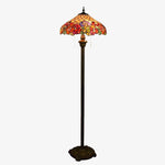 Lampadaire rustique avec abat-jour en verre coloré Tiffany