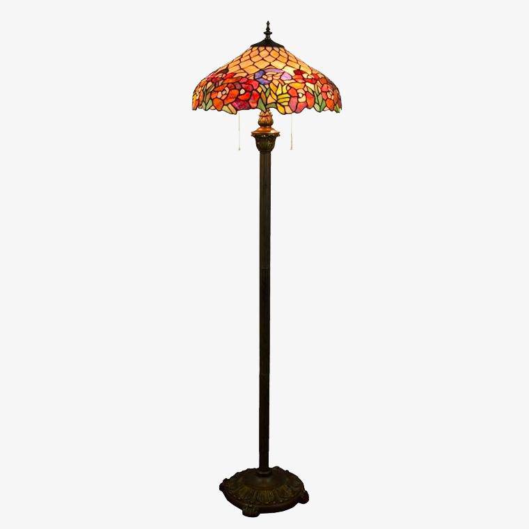 Floor lamp rustic with lampshade coloured glass Tiffany