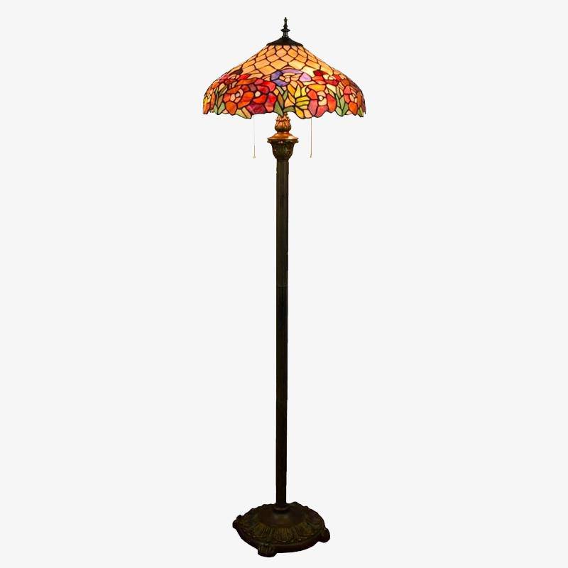 Lampadaire tiffany avec abat-jour en verre vitrail multicolore Lighting