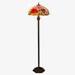 Lampadaire tiffany avec abat-jour en verre vitrail rouge et vert