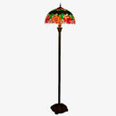 Lampadaire tiffany avec abat-jour en verre vitrail vert Glaze