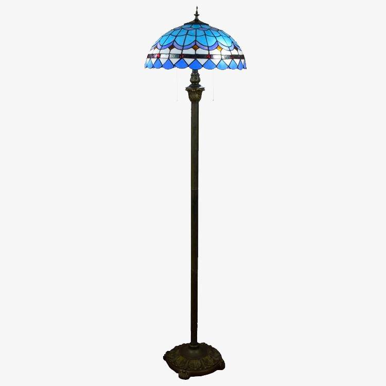 Floor lamp tiffany blue stained glass Mediterranean