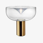 Lampe à poser design doré et bulle en verre
