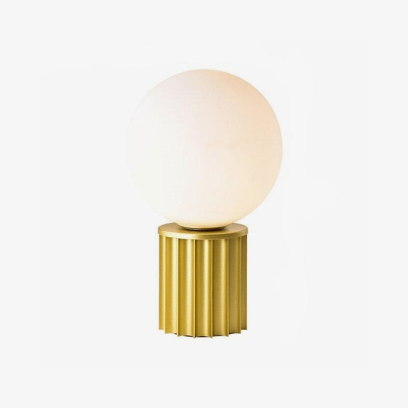 Lámpara de mesa design de metal dorado con bola de LED blanca