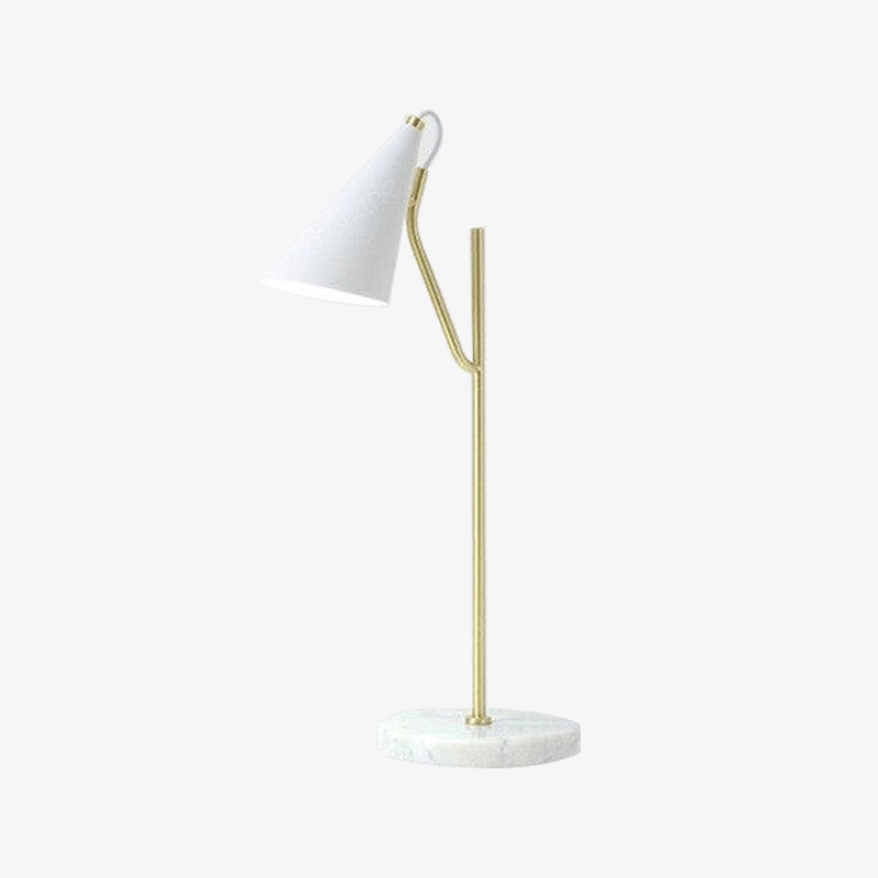 Lampe à poser design LED en marbre avec tube dorée