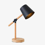 Lampe à poser en bois ajustable avec abat-jour coloré