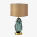 Lampe à poser en verre design LED avec abat-jour cylindrique