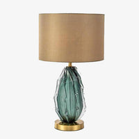 Lampe à poser en verre design LED avec abat-jour cylindrique