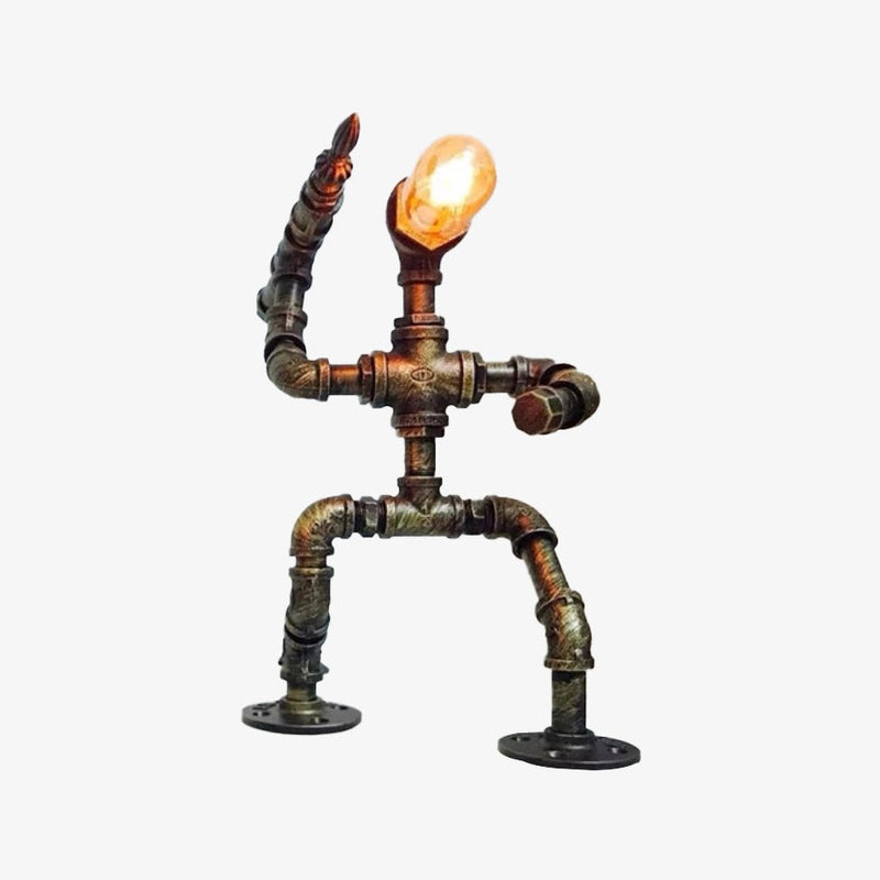 Industrial LED table lamp Nile metal robotic figure