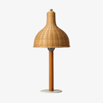 Lampe à poser LED avec abat-jour en rotin de plusieurs formes
