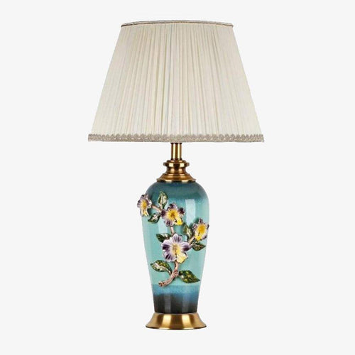 Lampe à poser LED en céramique colorée avec abat-jour style Japonais