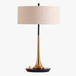 Lampe à poser moderne dorée avec abat-jour en tissu