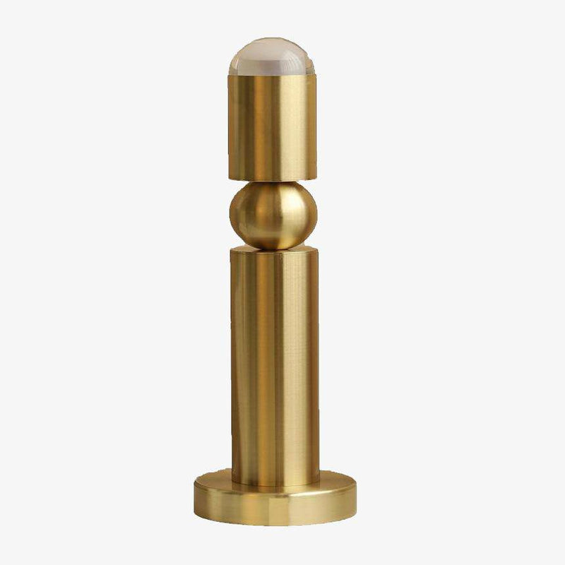 Modern LED table lamp in gold-coloured elongated cylinder