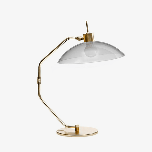 Lampe de bureau LED cuivré avec abat-jour gris