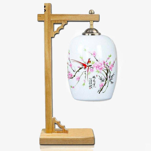 Lampe de bureau ou chevet potence style chinois en bois - vue 2 sur 12