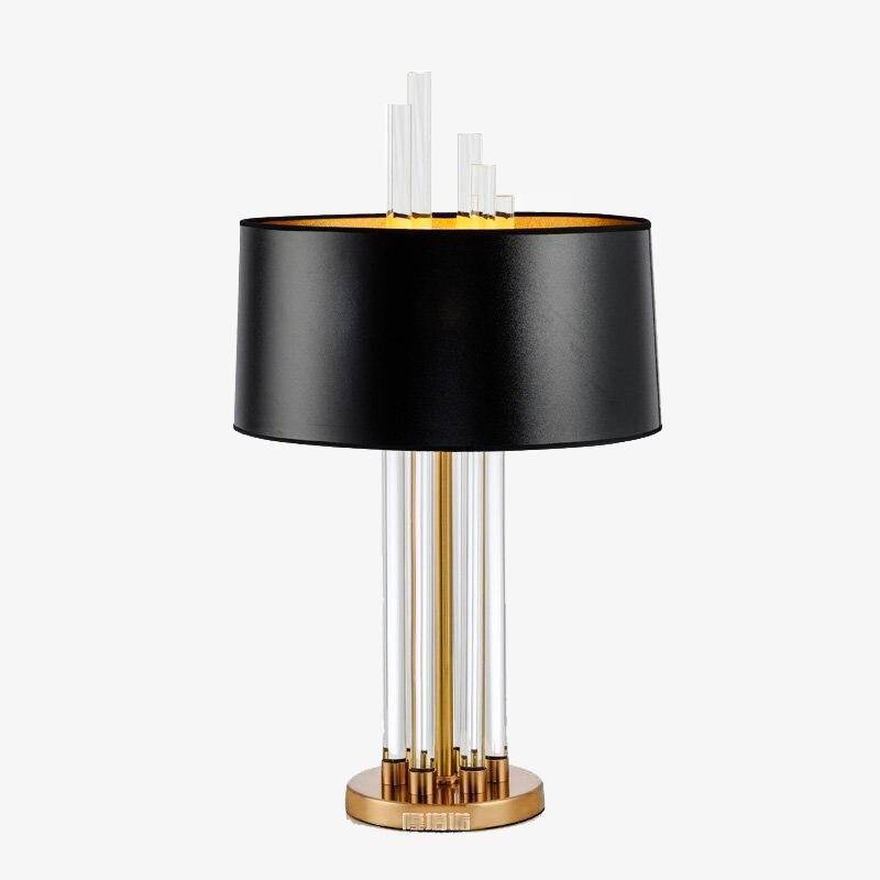 Lampe de chevet dorée en verre et abat-jour noir Designer