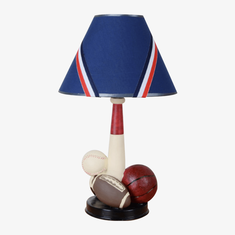 Children's bedside lamp with sports balls and lampshade