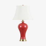 Retro LED bedside lamp in red ceramic Dohia