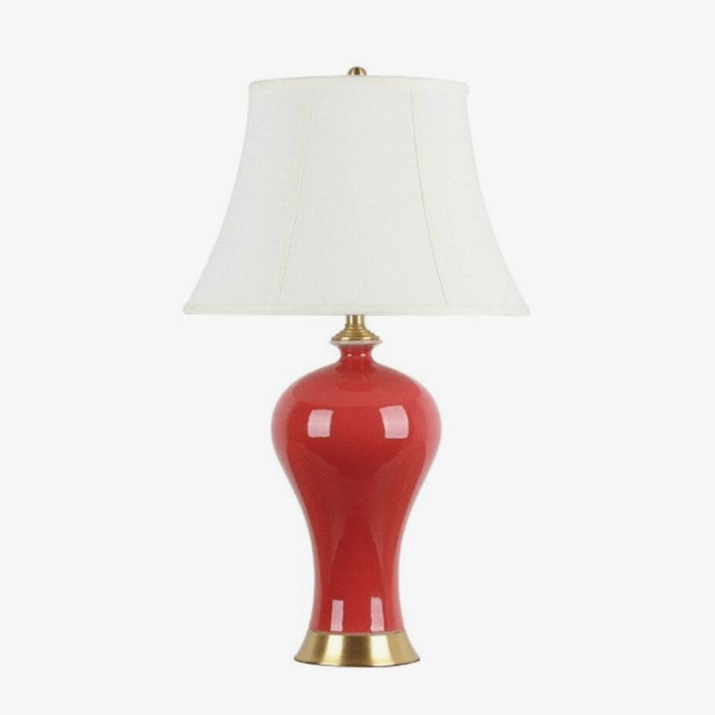 Retro LED bedside lamp in red ceramic Dohia